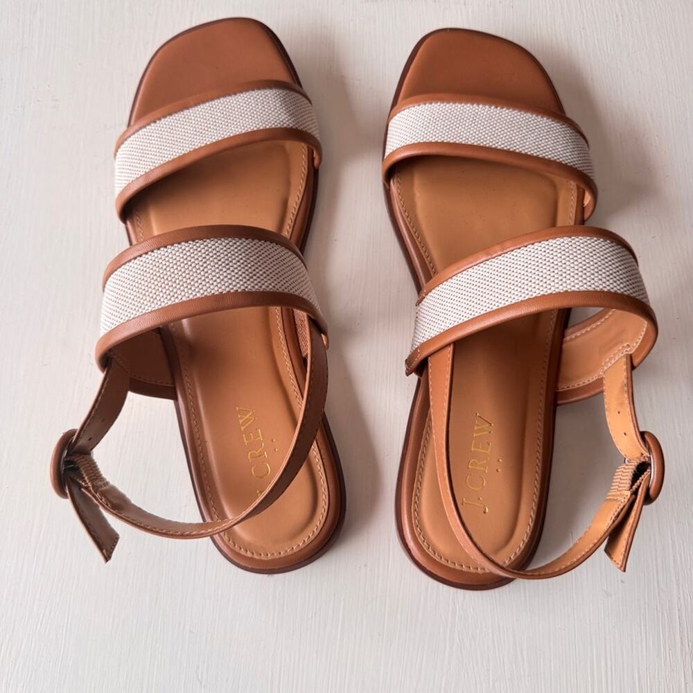 J.Crew Women’s Natural and White Low Heel Double Strap Sandals Sz 8 - Picture 5 of 8